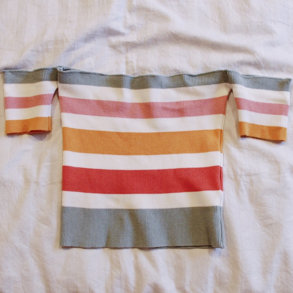 Forever 21 Multicolored Off Shoulder Crop Top